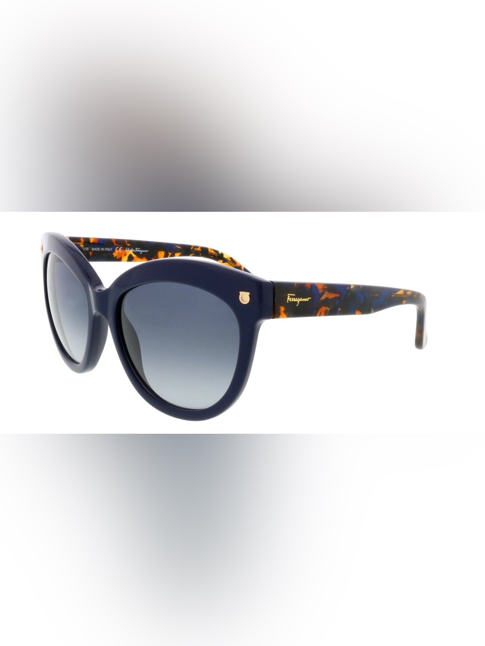 Salvatore Ferragamo Navy Frame with Tortoiseshell Temple Sunglasses